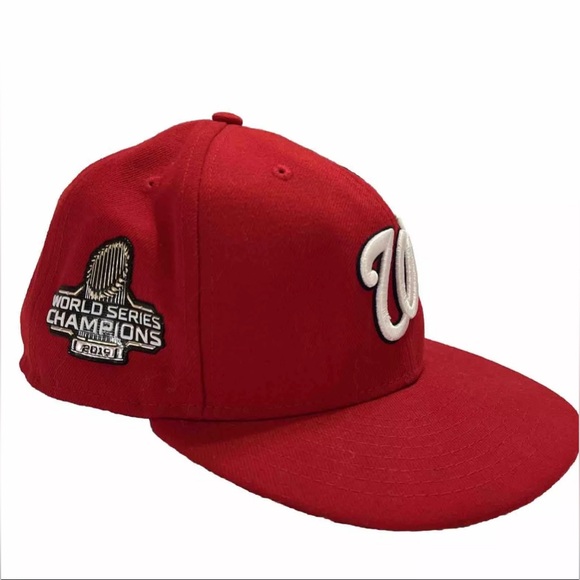 World Series Champion Washington Nationals New Era Baseball Hat 7 3/4 Fitted Red - Picture 1 of 8